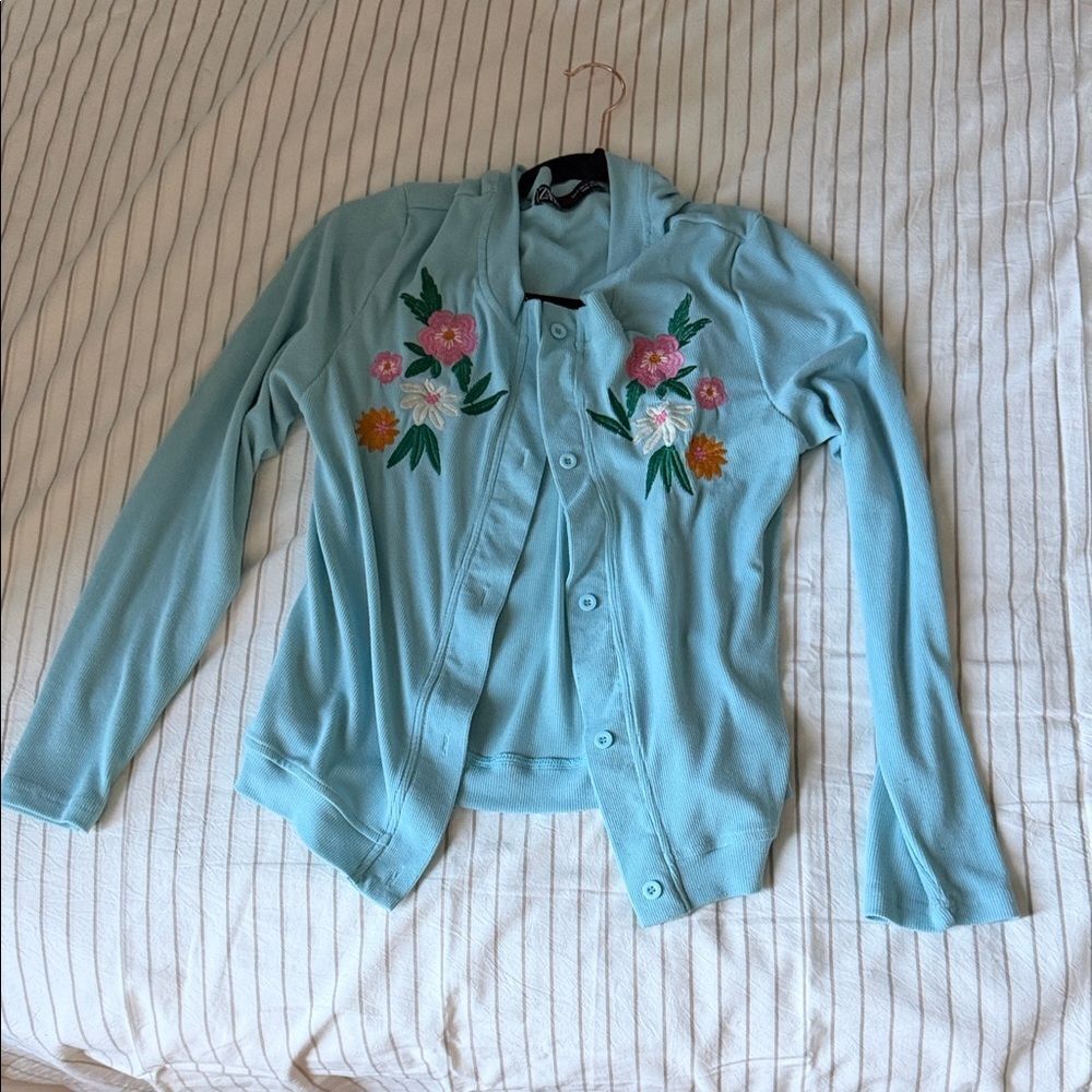 Zara Light Blue Floral Cardigan